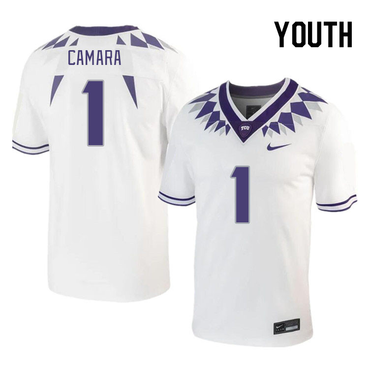Youth #1 Abe Camara TCU Horned Frogs 2023 College Footbal Jerseys Stitched-White